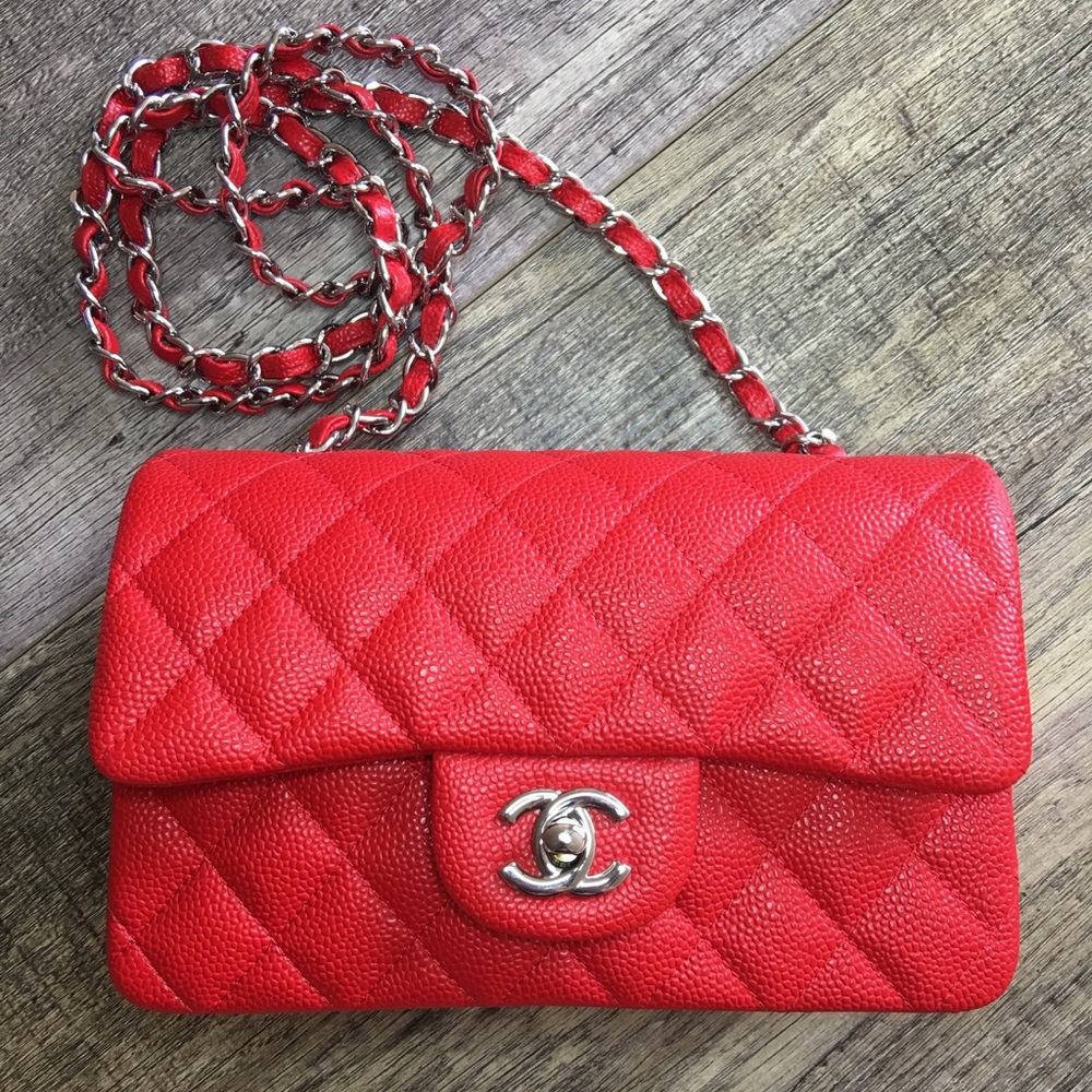 Red Caviar rectangle crossbody